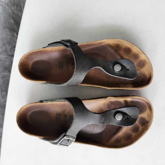 Birkenstock Gizeh Sandals Womens 8 Brown Leather Toe Post Adjustable Strap EU 39 - Picture 7 of 12